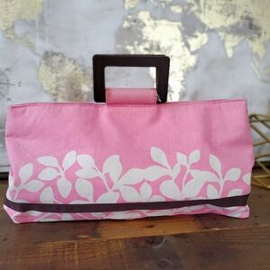 RARE Vintage Victoria Secret women Pink white floral metal snap clutch purse